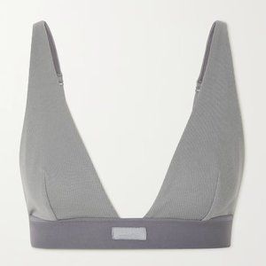 SKIMS Plunge ribbed cotton-blend jersey bralette